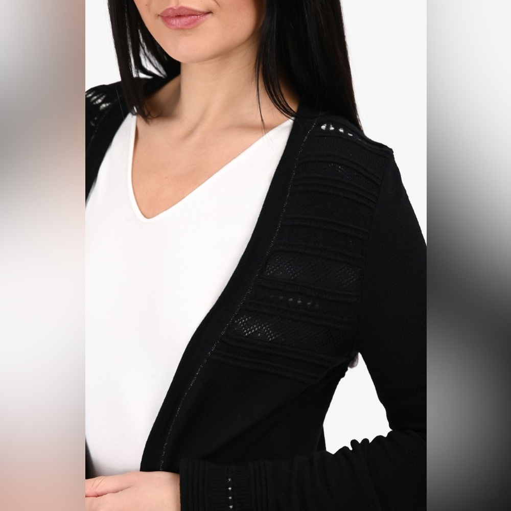 Roberto Cavalli Wool Blend Ruffle Cardigan Black Size IT 42 - Picture 12 of 14